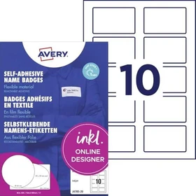 Avery-Zweckform Namensetiketten, 80x50mm, ablösbar, weiß, 20 Blatt (200 Etiketten)