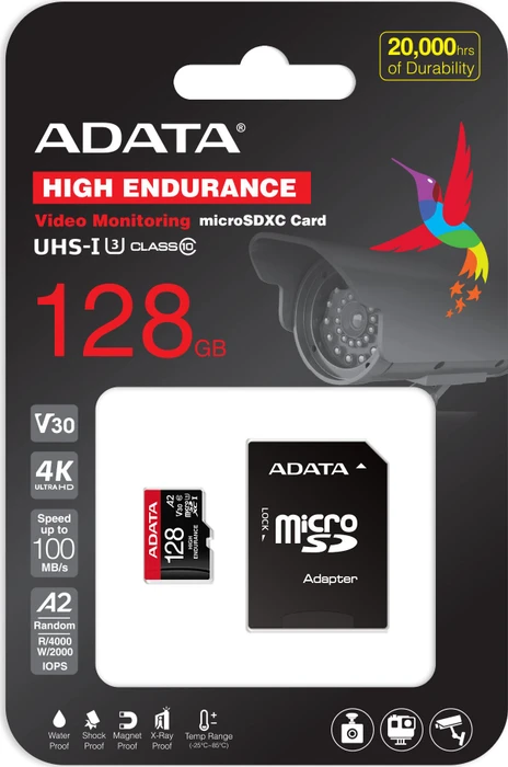 ADATA High-Endurance R100/W85 128GB Kit, UHS-I U3, A2, Class 10