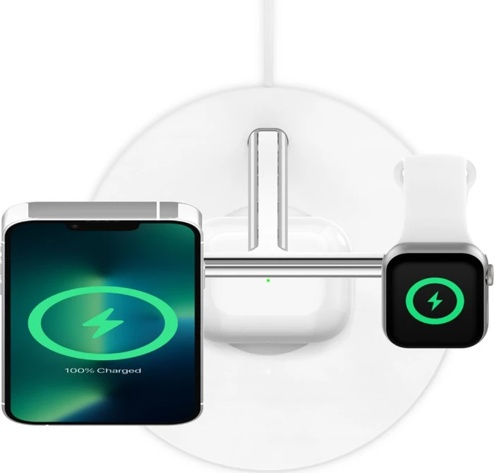 Belkin BoostCharge Pro Drahtloses 3-in-1-Ladegerät mit MagSafe 15W weiß