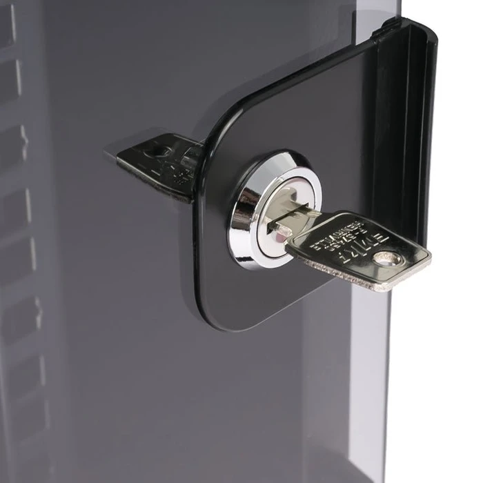 HMF Serverschrank 10", HMF 63400 6HE, Sicherheitsglastür, IP20, schwarz, 300mm tief