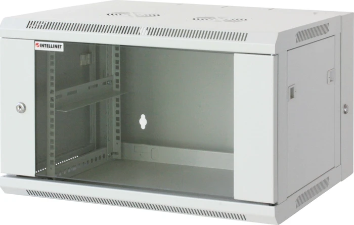 Intellinet Wandschrank 15HE, Sicherheitsglastür, IP2X, hellgrau, 550mm tief