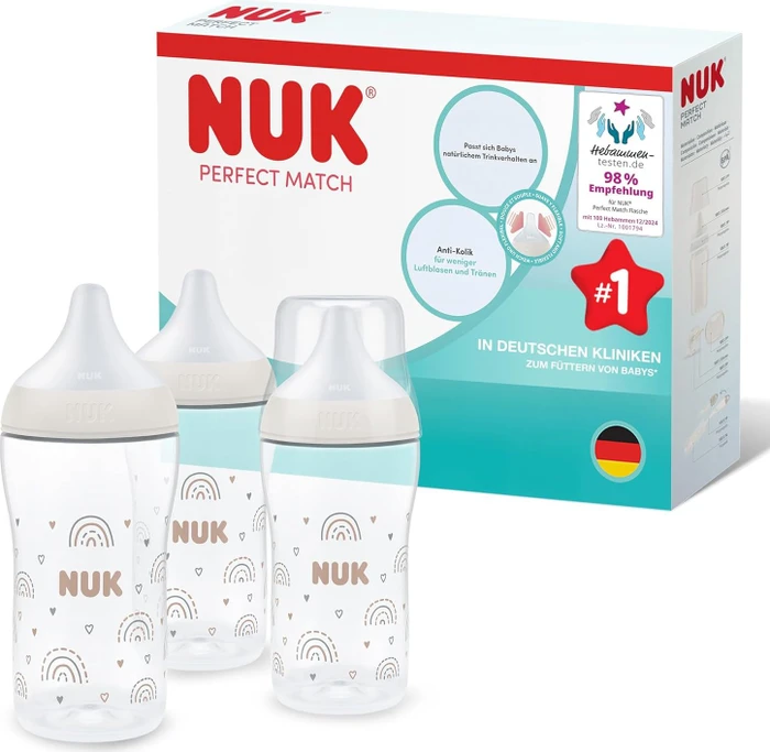 NUK Perfect Match Trinkflaschen-Set Regenbogen, regenbogen, 3-tlg. (10225314)