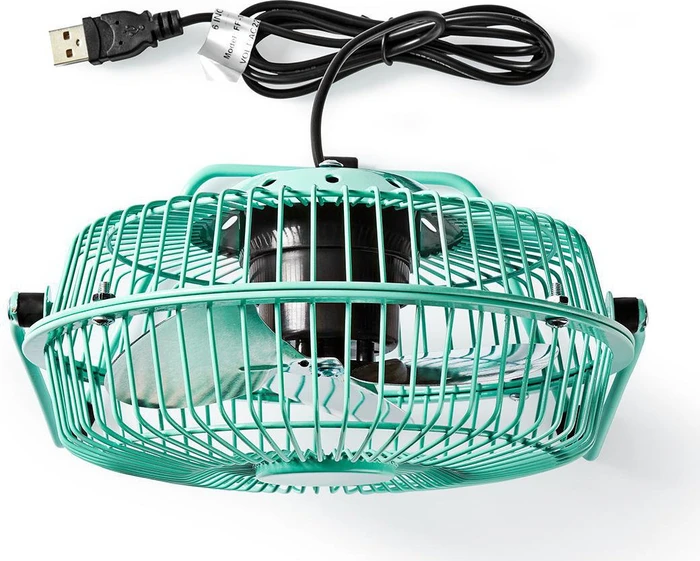 Nedis FNDK1TQ15 USB Mini Tischventilator aus Metall 15cm türkis