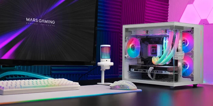 Mars Gaming MC-View, weiß, Glasfenster