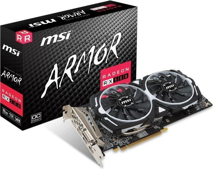 MSI Radeon RX 580 Armor 8G OC, 8GB GDDR5, DVI, 2x HDMI, 2x DP