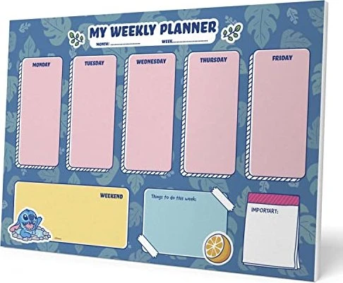 Grupo Erik Editores Schreibunterlage Wochenplaner, A4, Motiv Stitch Disney, 54 Blatt