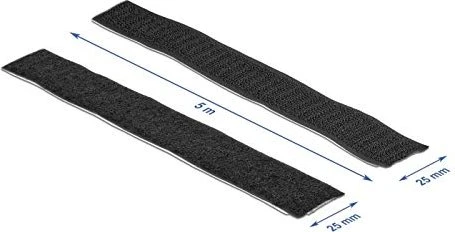 DeLOCK Klettband selbstklebend, mit Haft- und Flauschband, 25mm, 5m, schwarz