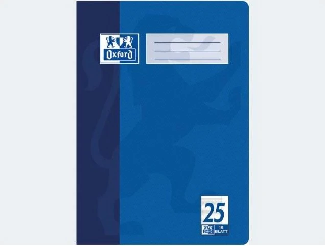 Oxford Schulheft, A4, Lineatur 25, blau, 16 Blatt, 15er-Pack