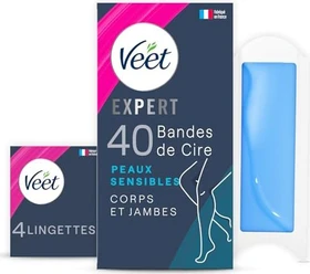 Veet Expert Körper & Beine Alle Hauttypen inkl. sensibler Haut Kaltwachsstreifen, 40 Stück