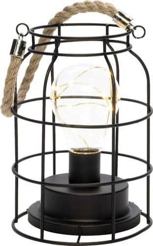 Konstsmide Metalllaterne rund 18cm schwarz LED 9x bernstein