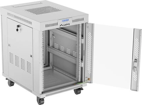 Lanberg 19" Rackschrank 15HE, LCD, freistehend, Flat Pack, V2, Glastür, IP20, RAL 7035, 800mm tief