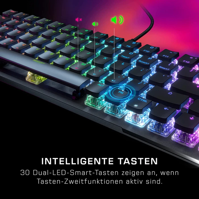 Roccat Vulcan II Mini, LEDs RGB, schwarz, TITAN II OPTICAL RED, USB, DE
