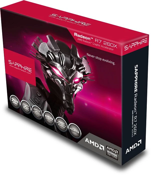 Sapphire Radeon R7 260X OC, 2GB GDDR5, DVI, HDMI, DP, lite retail
