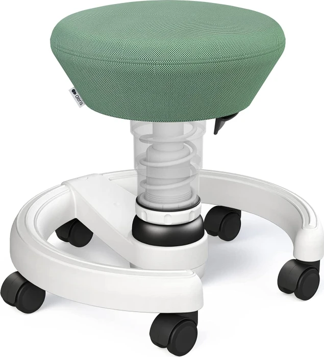 Aeris Swoppster New Edition Schreibtischhocker für Kinder, Gestell weiß, Bezug Harlequin grün
