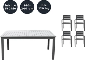 Home Deluxe Casa Madera Gartenmöbel-Set anthrazit, 5-tlg.