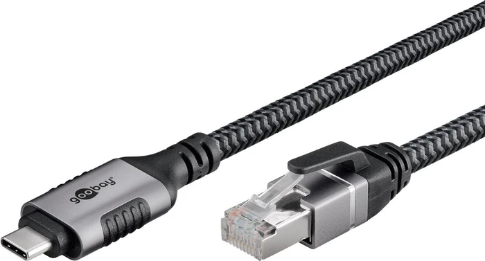 goobay CAT6 U/FTP 2m Ethernet-Kabel LAN-Adapter, RJ-45, USB-C 3.0 [Stecker]