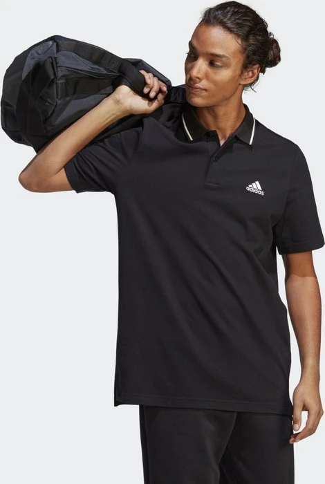 adidas Essentials Piqué Small Logo Poloshirt kurzarm schwarz (Herren)