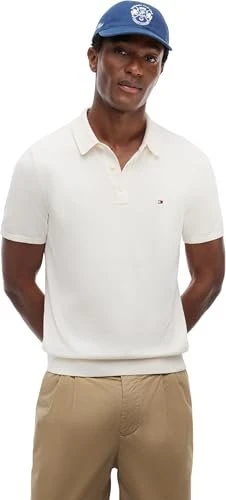 Tommy Hilfiger Strick Slim Fit Poloshirt kurzarm ivory petal (Herren)