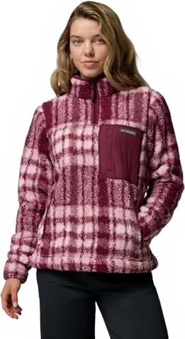 Columbia West Bend II Sherpa Half Zip Fleece Pullover rich wine/herringplaid (Damen)