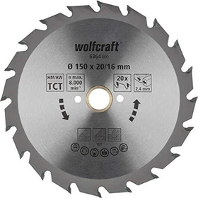Wolfcraft Serie Grün Kreissägeblatt 20Z, 150x2.4x20mm, 1 Stück