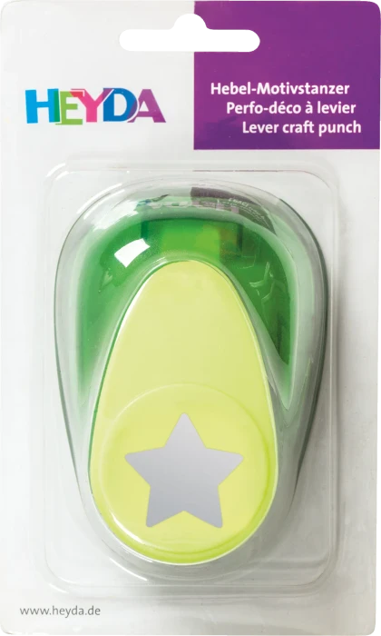 Heyda Hebel-Motivstanzer XXL, Stern, gelb/grün, 48mm