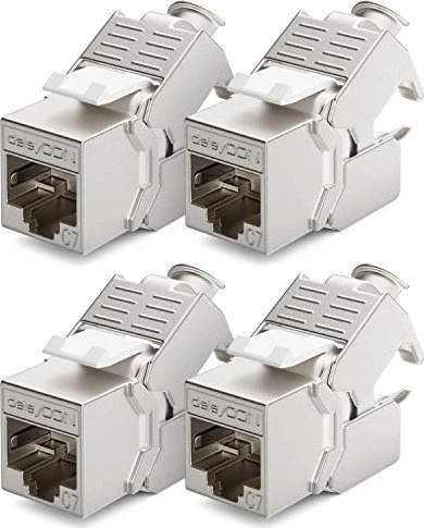 deleyCON Keystone Modul RJ-45 Buchse via Verlegekabel, Cat7, STP, 4er-Pack