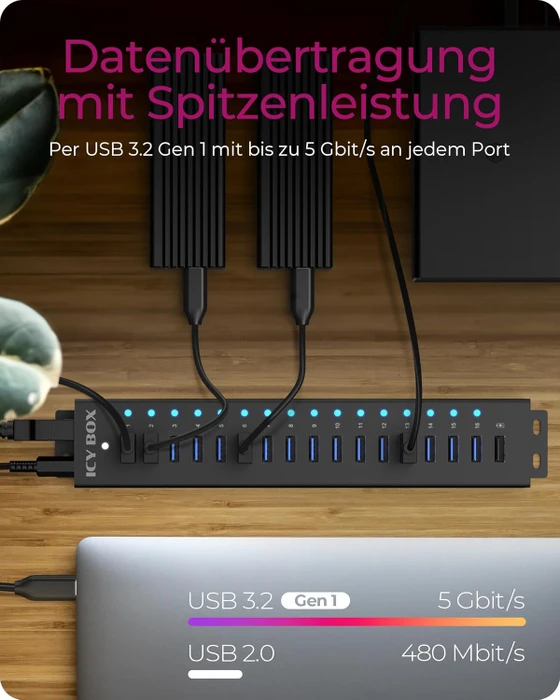 RaidSonic Icy Box IB-HUB1717-U3, USB-B 3.0 [Buchse]