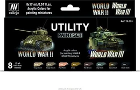 Vallejo Model Color World War II & World War III Wargames Color Series Utility Paint Set Farbset, 8-tlg.