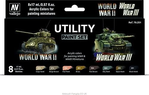 Vallejo Model Color World War II & World War III Wargames Color Series Utility Paint Set Farbset, 8-tlg.