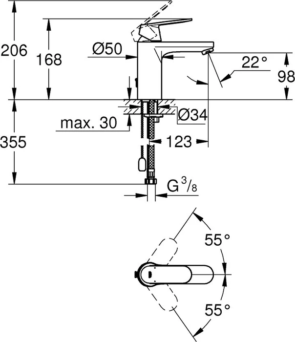 Grohe Eurosmart Cosmopolitan Einhand-Waschbeckenarmatur 1/2" M-Size chrom