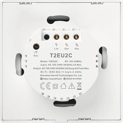 Sonoff TX T2EU2C Smart Wall Switch weiß, 2-fach