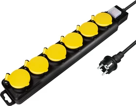 LogiLink Outdoor Steckdosenleiste, 6-fach, 1.5m, schwarz/gelb
