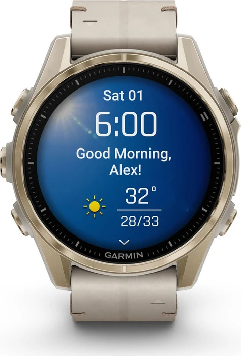 Garmin Fenix 8 43mm Sapphire soft gold/limestone leather