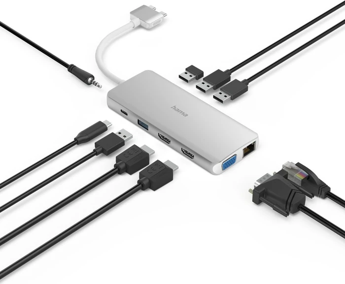 Hama USB-C Hub Connect2Mac, silber, 2x USB-C 3.0 [Stecker]