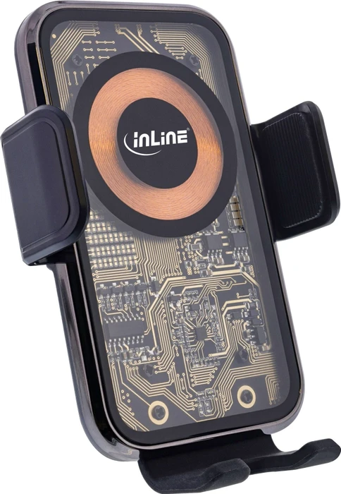 InLine KFZ Smartphone Halterung ONE TOUCH Q2 bis 15W QI-Charging