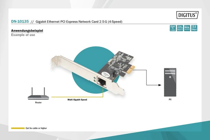 Digitus 2.5G LAN-Adapter, RJ-45, PCIe 2.1 x1