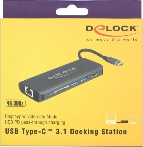 DeLOCK USB Type-C Dockingstation HDMI 4K anthrazit, USB-C 3.0