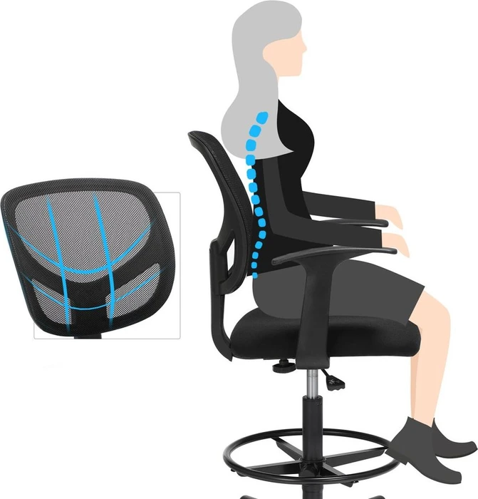 Songmics Ergonomischer Bürostuhl mit Armlehnen, schwarz