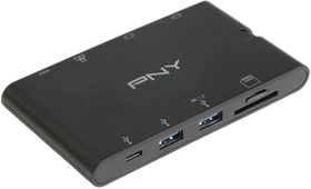 PNY All-in-One USB-C Mini Portable Dock, USB-C 3.0 [Stecker] (A-2UF-2TC-K01-RB)