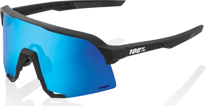 100% S3 matte black/hiper blue multilayer mirror lens
