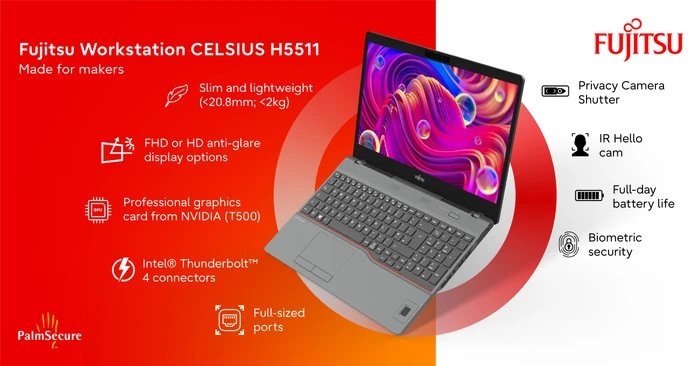 Fujitsu Celsius H5511, Core i7-1165G7, 16GB RAM, 512GB SSD, T500, LTE, DE