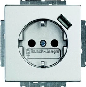 Busch-Jaeger Future Linear USB-Steckdose mit erhöhtem Berührungsschutz, alusilber