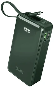 SBS Mobile Power Bank 10000mAh USB-C-Kabel grün