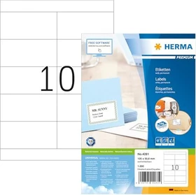 Herma Etiketten Premium, 105x50.8mm, weiß, matt, 100 Blatt (1000 Etiketten)