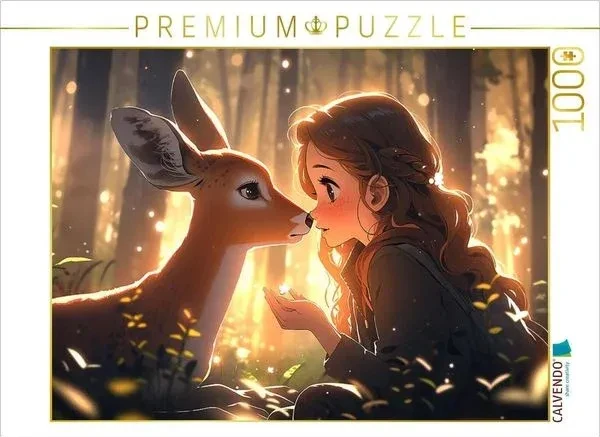 Calvendo Manga Illustration - Mädchen mit Reh im Wald