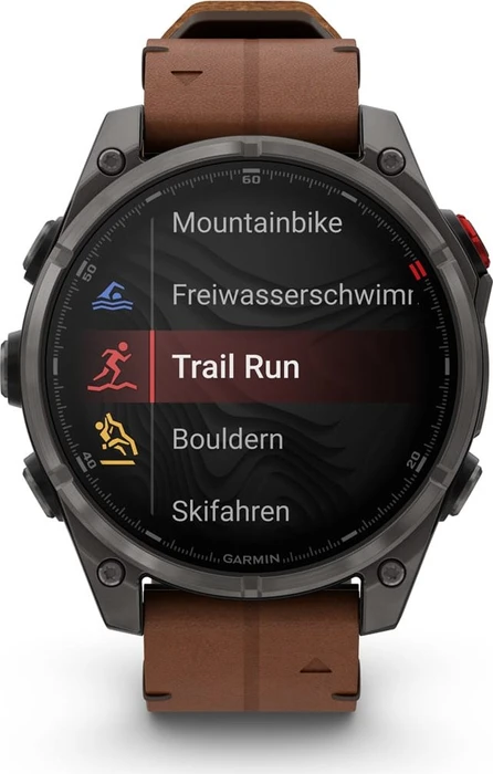 Garmin Fenix 8 Pro 47mm AMOLED carbon grey dlc titanium/chestnut leather