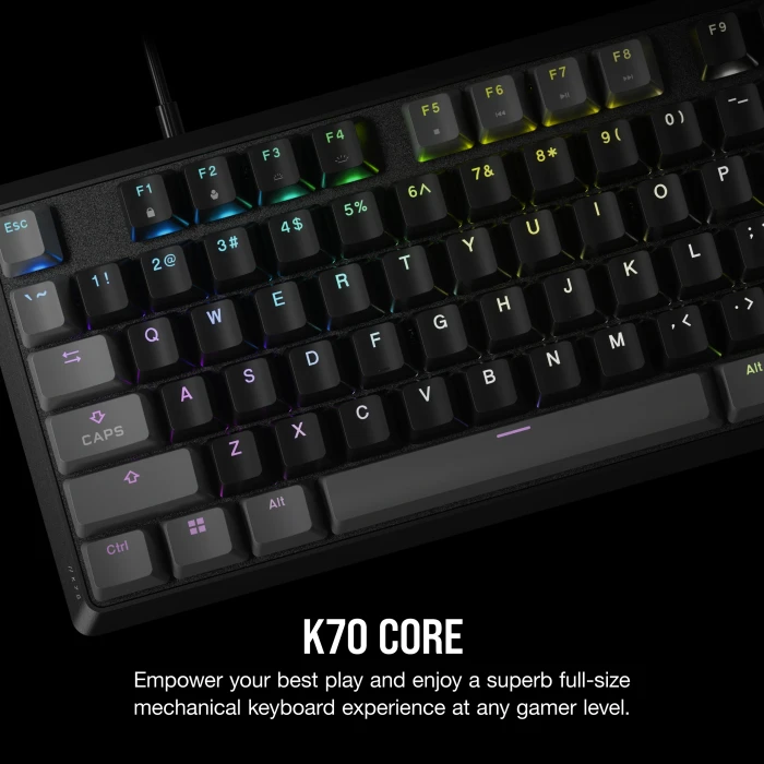 Corsair Gaming K70 CORE TKL RGB, Carbon Gray, schwarz/grau, MLX RED V2, USB, US