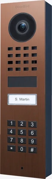 DoorBird D1101KV IP Video Türstation mit 1 Ruftaste, Keypad Modul, Edelstahl, Bronze-Optik, gebürstet, Aufputz