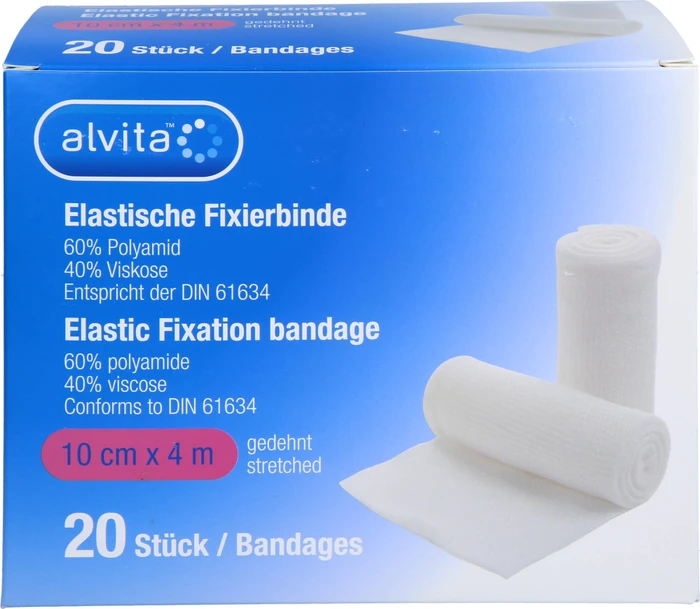 Alvita Elastische Fixierbinde, 10cm x 4m, 20 Stück