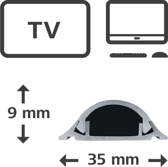 Hama PVC Kabelkanal halbrund, 1m, grau